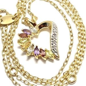 White & Yellow Gold Overlay MultiColor Necklace